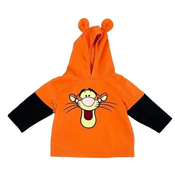 Y2K Disney Tigger Hoodie Hooded Fleece Sweatshirt Jacket Size 18M - Picture 1 of 5